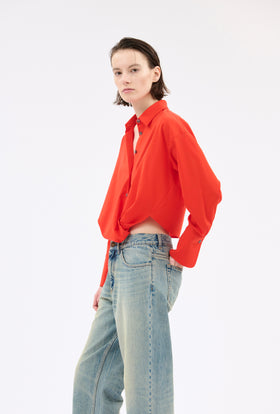 Light Oxford Wool Bluse, Fire Red from ODEEH 