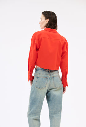 Light Oxford Wool Bluse, Fire Red from ODEEH 