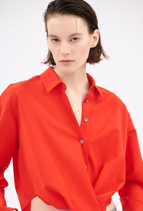 Light Oxford Wool Bluse, Fire Red from ODEEH 