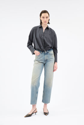 Light Oxford Wool Shirt, Granite from ODEEH 
