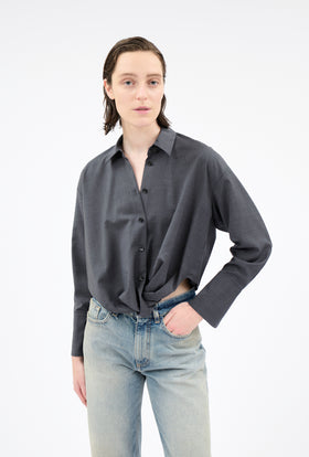 Light Oxford Wool Shirt, Granite from ODEEH 