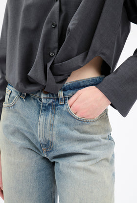 Light Oxford Wool Shirt, Granite from ODEEH 