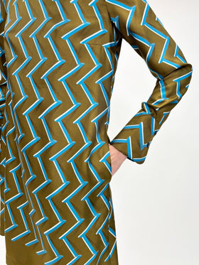 Graphic Bars Kleid, Goldolive from ODEEH 