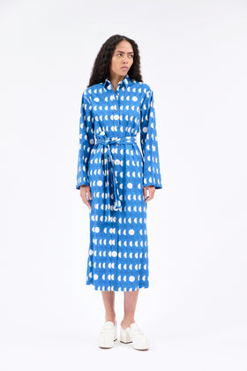 Graphical Dots Dress, Vitriol Blue from ODEEH 