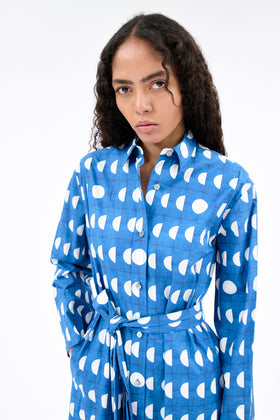 Graphical Dots Dress, Vitriol Blue from ODEEH 