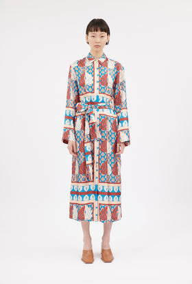 Palm Fans Dress, English Red from ODEEH 