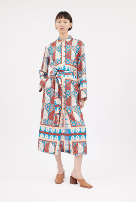 Palm Fans Dress, English Red from ODEEH 