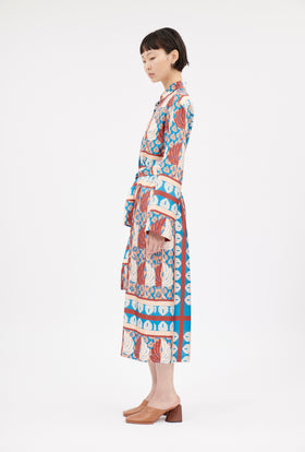 Palm Fans Dress, English Red from ODEEH 