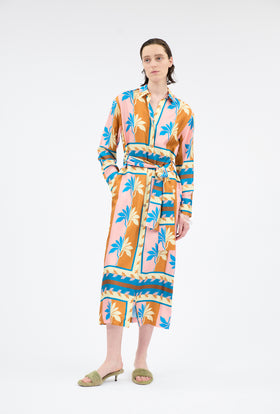 Palm Fans Kleid, Caribbean Blue from ODEEH 