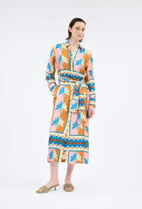 Palm Fans Kleid, Caribbean Blue from ODEEH 