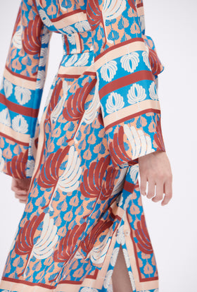 Palm Fans Dress, English Red from ODEEH 