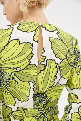 Hibiscus Cotten Kleid, Greenery from ODEEH 