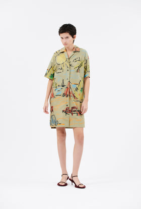 Holiday Sketchbook Dress, Light Olive from ODEEH 