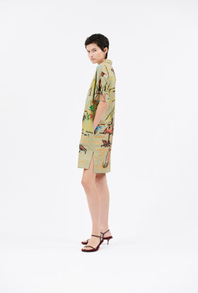 Holiday Sketchbook Dress, Light Olive from ODEEH 