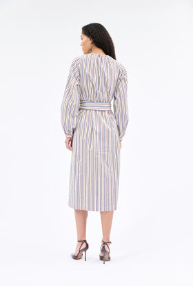 Fancy Stripe 1 Dress, Baltic Blue from ODEEH 