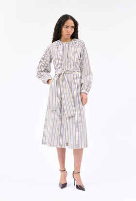 Fancy Stripe 1 Dress, Baltic Blue from ODEEH 