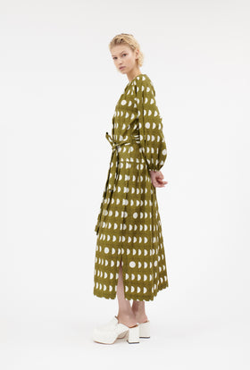 Graphical Dots Dress, Goldolive from ODEEH 