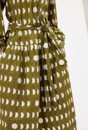 Graphical Dots Dress, Goldolive from ODEEH 