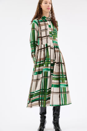 PAINTED MADRAS Twill Kleid, Teal from ODEEH 