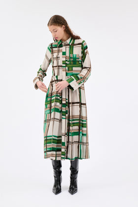 PAINTED MADRAS Twill Kleid, Teal from ODEEH 
