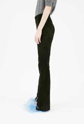 Lamb Stretch Suede Hose, Dark Olive from ODEEH 