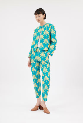 Matelassè Palms Hose, Bright Emerald from ODEEH 