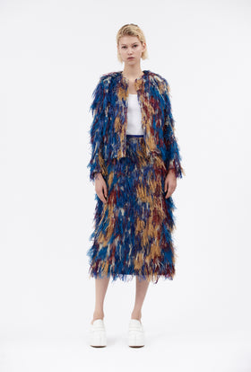 Fringy Jacquard Skirt, Berry Blue from ODEEH 