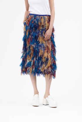 Fringy Jacquard Skirt, Berry Blue from ODEEH 