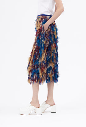 Fringy Jacquard Skirt, Berry Blue from ODEEH 