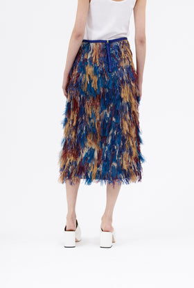Fringy Jacquard Skirt, Berry Blue from ODEEH 