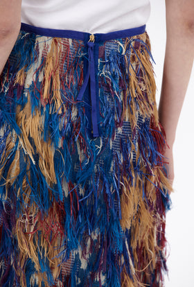 Fringy Jacquard Skirt, Berry Blue from ODEEH 