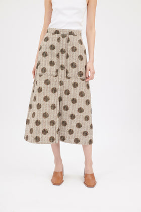 Chinè Dots Skirt, Brown Olive from ODEEH 