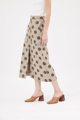 Chinè Dots Skirt, Brown Olive from ODEEH 