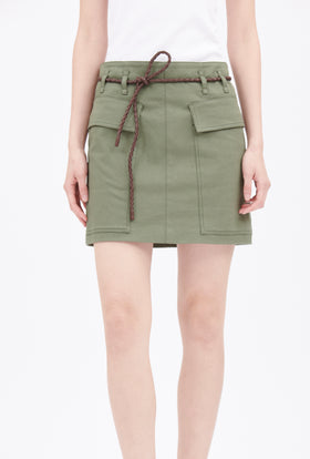 Cotton Twill Skirt, Bush Green from ODEEH 