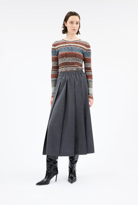 Light Oxford Wool Skirt, Granite from ODEEH 