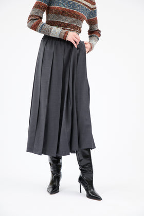 Light Oxford Wool Skirt, Granite from ODEEH 