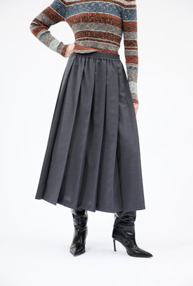 Light Oxford Wool Skirt, Granite from ODEEH 