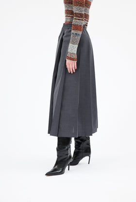 Light Oxford Wool Skirt, Granite from ODEEH 