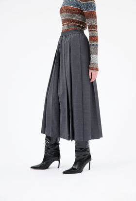 Light Oxford Wool Skirt, Granite from ODEEH 