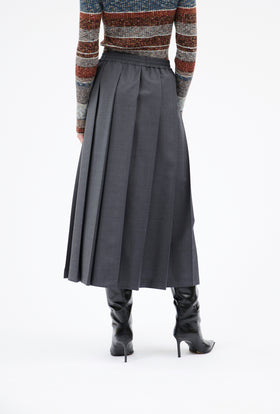Light Oxford Wool Skirt, Granite from ODEEH 