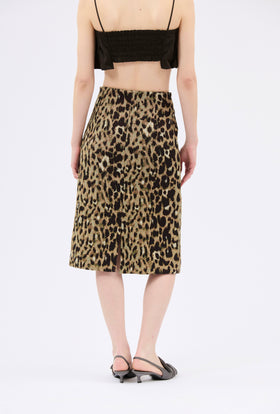 Jacquard Leo Skirt, Brown Olive from ODEEH 