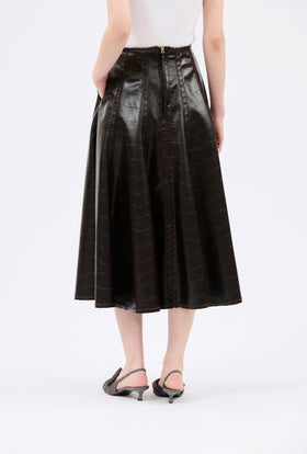 Kroko Foil Skirt, Dark Chocolate from ODEEH 