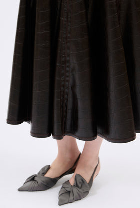 Kroko Foil Skirt, Dark Chocolate from ODEEH 