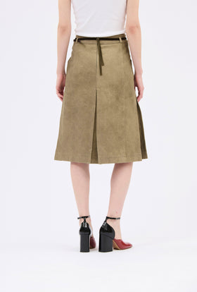 Cotton Damask Skirt, Dark Khaki from ODEEH 