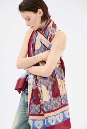 Palm Fans Schal, Burgundy from ODEEH 