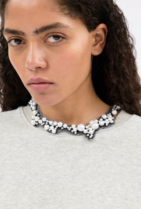 RHINESTONE Collier, Pearl White from ODEEH 