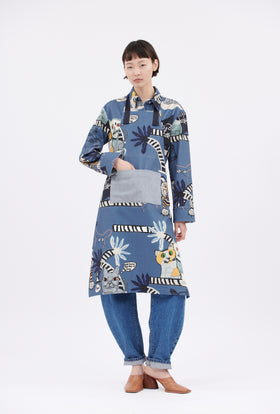 Cats & Tigers Gabardine Apron, Steel Blue from ODEEH 