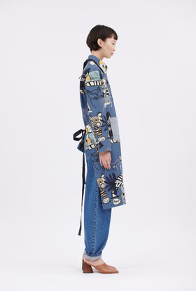 Cats & Tigers Gabardine Apron, Steel Blue from ODEEH 