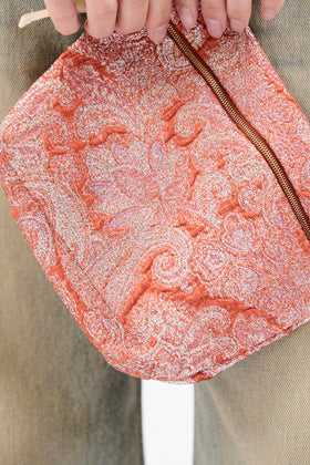 Small Baroque Lurex Bag, Flamingo from ODEEH 