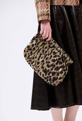 Jacquard Leo Clutch, Brown Olive from ODEEH 